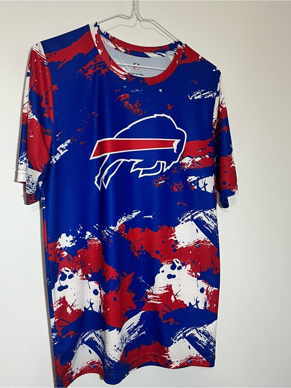 NFL Buffalo Bills Blue Red and White Graphic Jersey Tee
